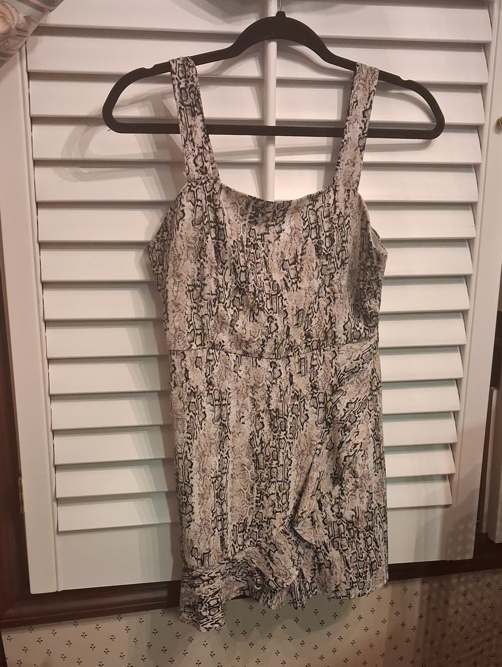 Gianni Bini Beige and Black Snake-Print Romper